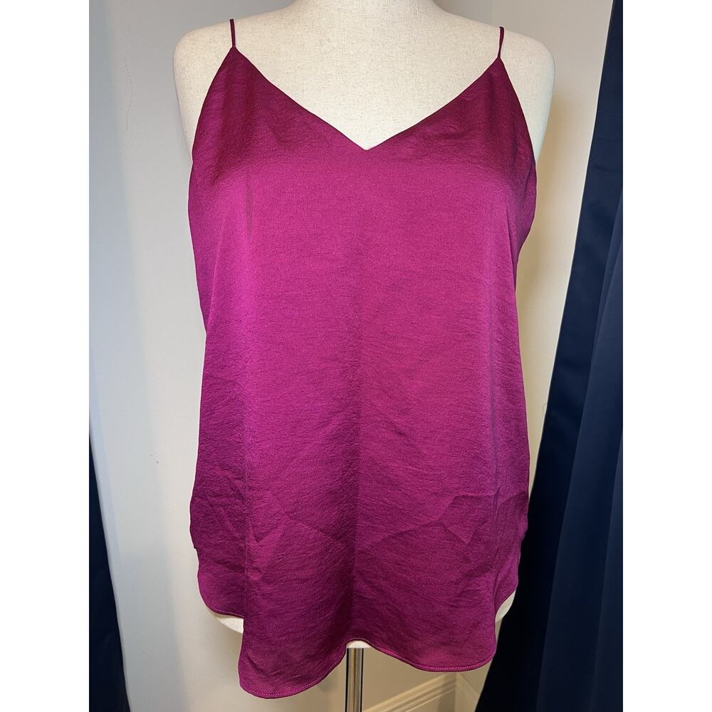 EXPRESS (L)Magenta Chiffon V-Neck Sleeveless-Adj. Spaghetti Straps-Downtown Cami